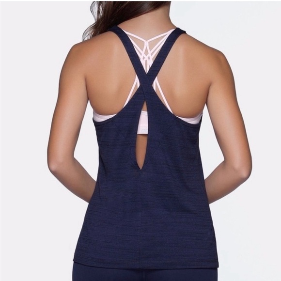 Lorna Jane Zoe Active Tank Top Keyhole Back Detail Navy Blue Small - Picture 3 of 8